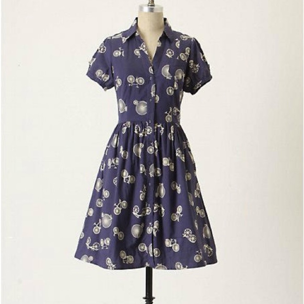 Anthropologie bicycle print shirt dress by Porridge, sz 4